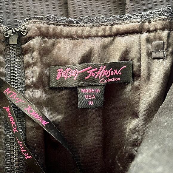 Rare Vintage Betsey Johnson Collection Dress | Black Seersucker Corset 10 M - Picture 2 of 6